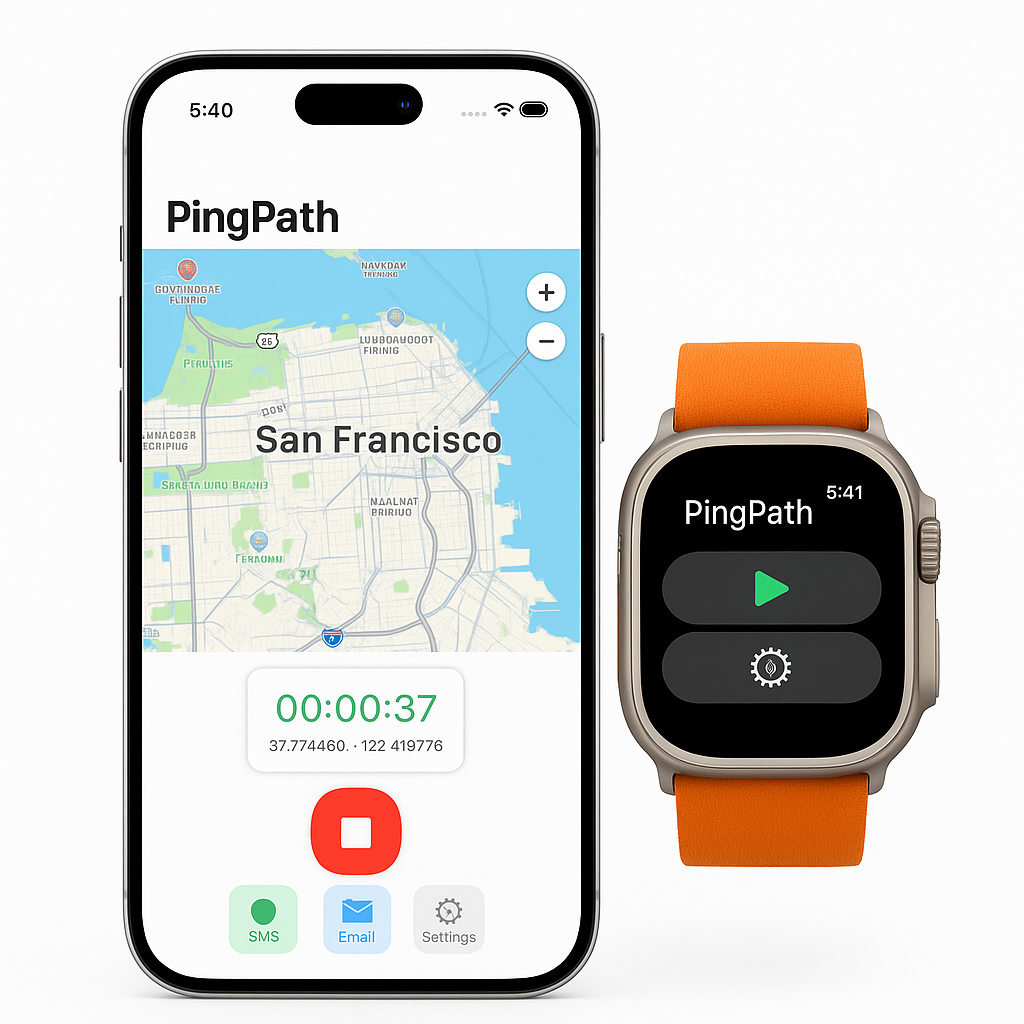 PingPath app on iPhone and Apple Watch